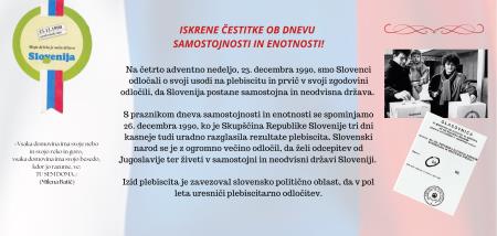 Voščilo za dan samostojnosti in enotnosti